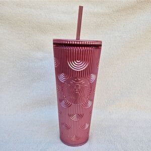 Starbucks Dusty Rose Pink Shimmer Shell Mermaid Scales Tumbler 24oz